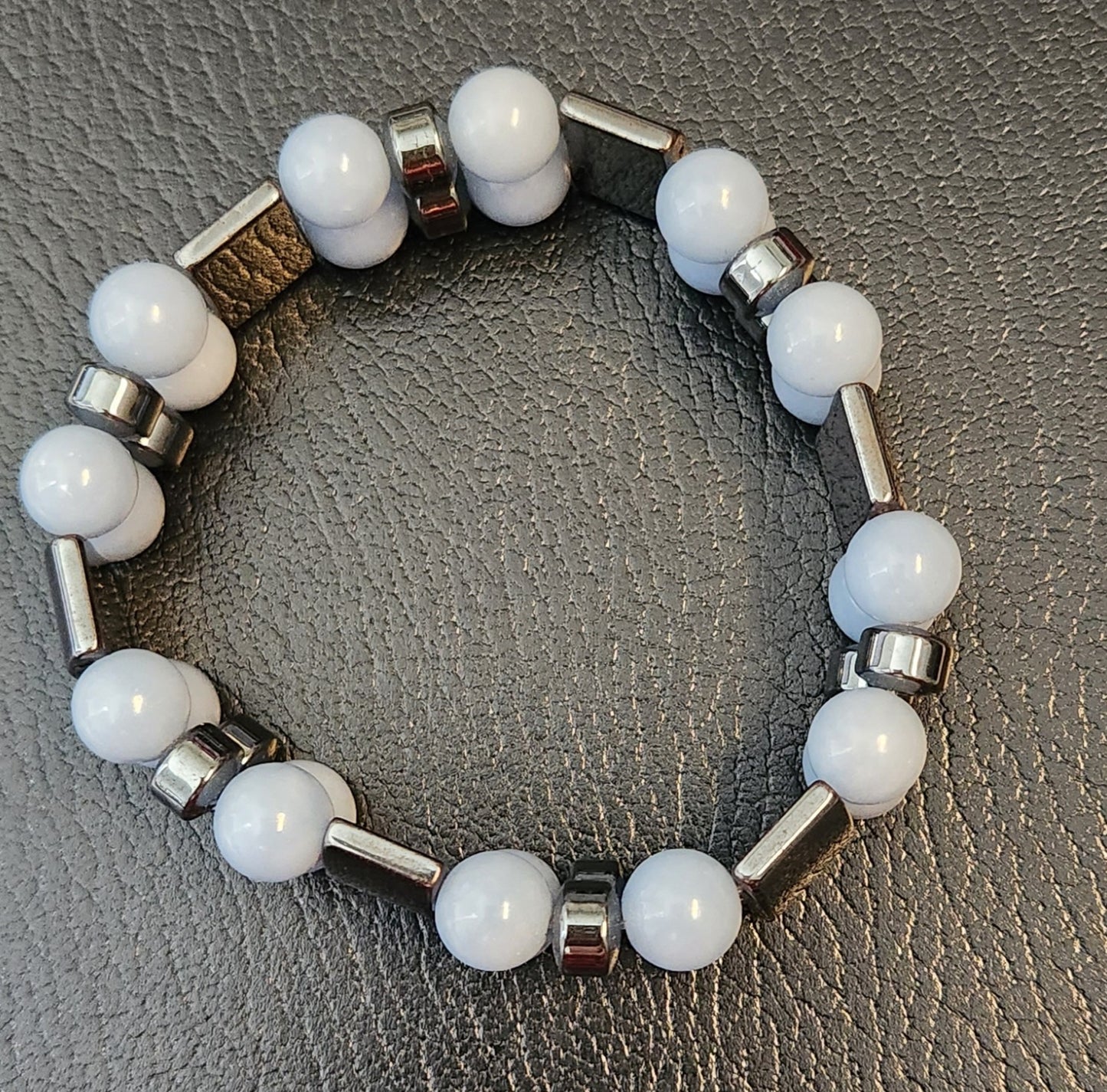 Angelite & Hematite Double Stack