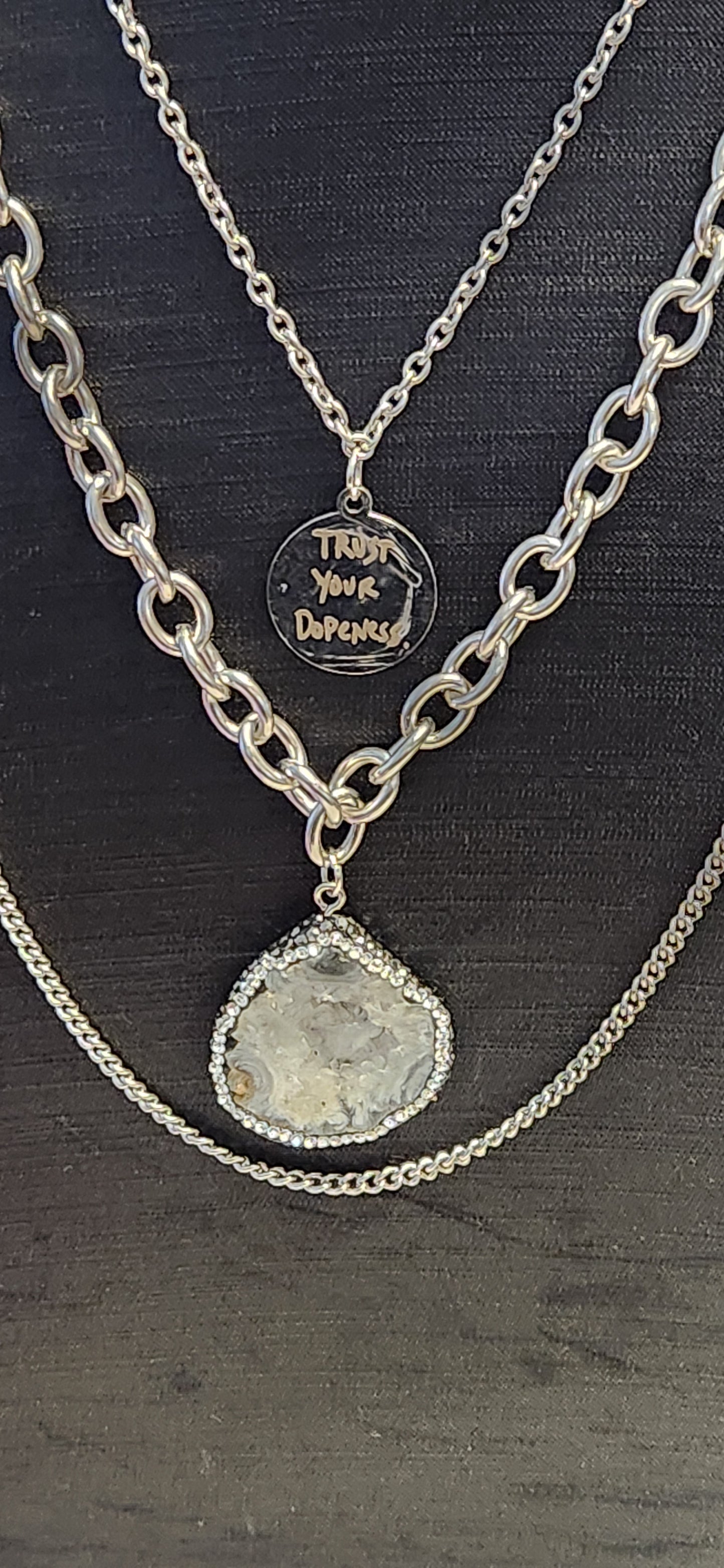"Trust Your Dopeness" 3 chain necklace
