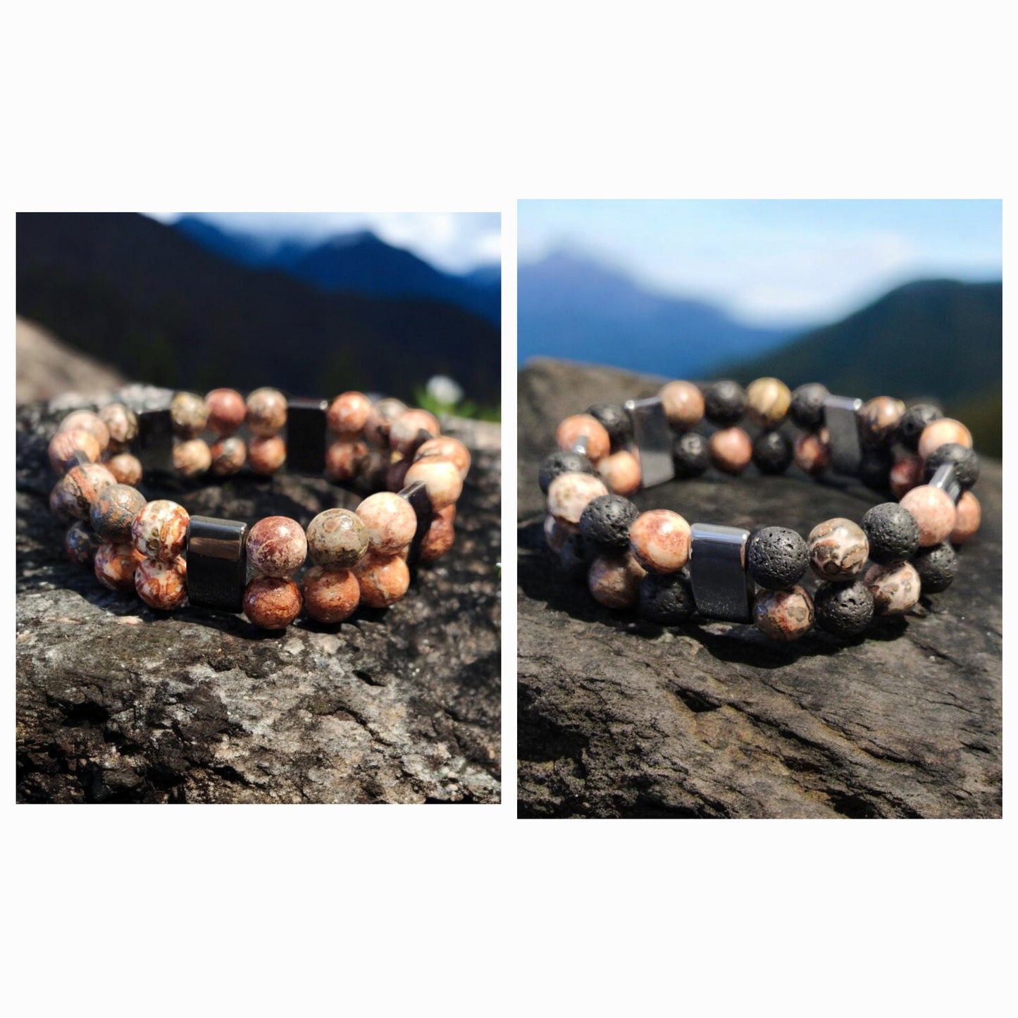 Leopard Skin Jasper Double Stack Bracelets