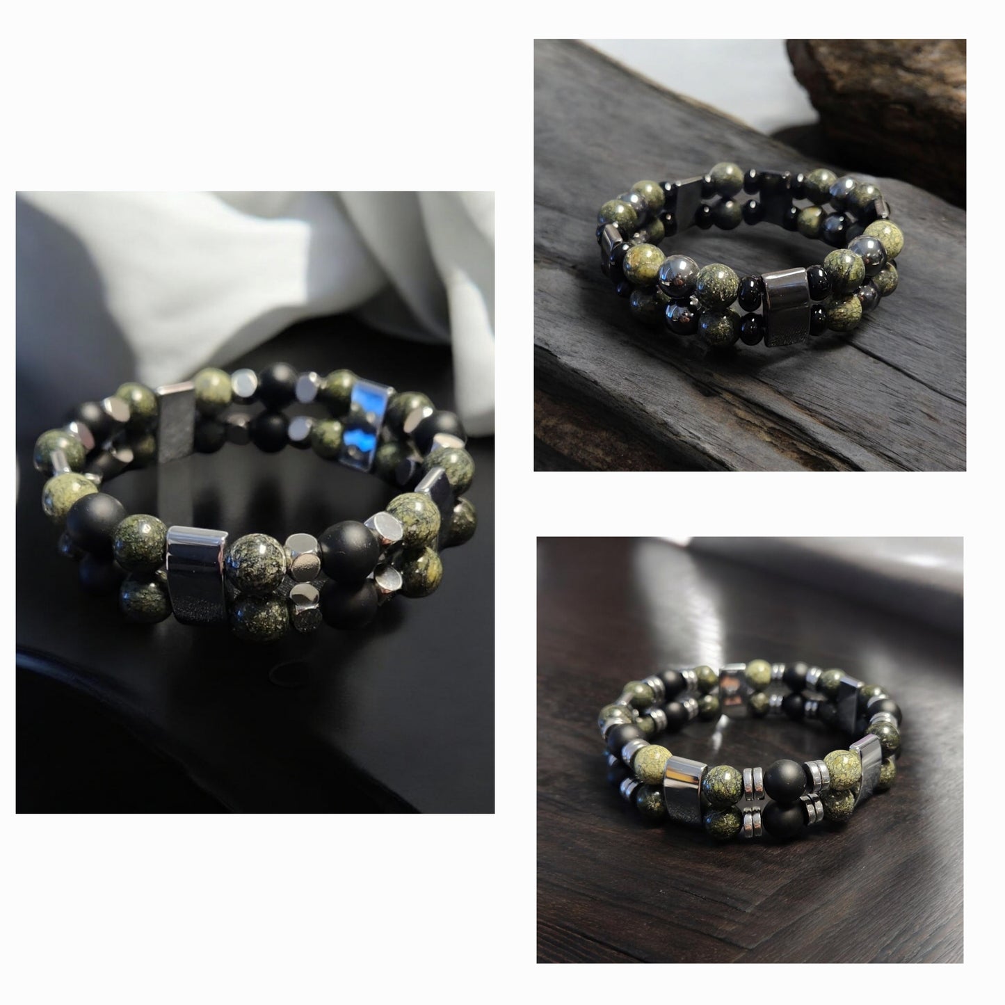 Green Serpentine Double Stack Bracelets