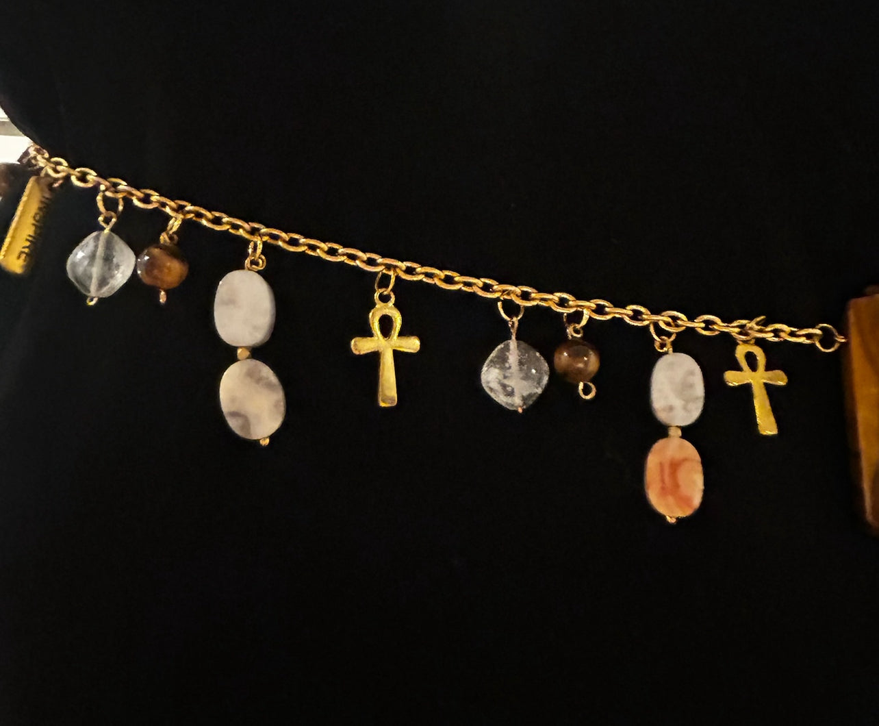 Crazy Lace Agate and Tigers Eye Waist Chain
