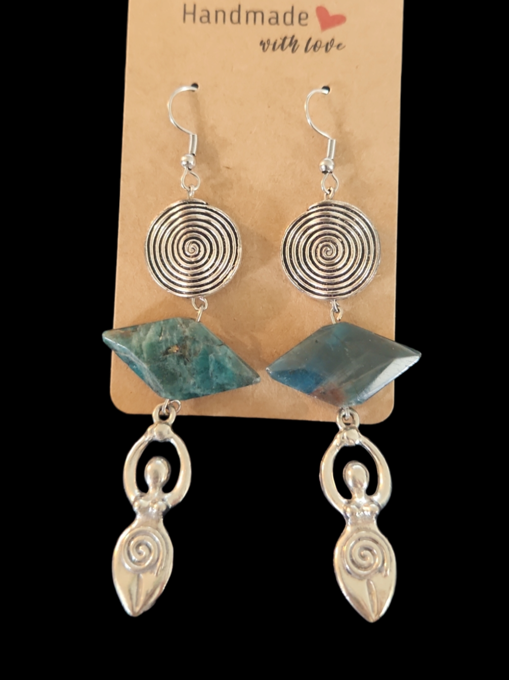 Goddess symbol Apatite earrings