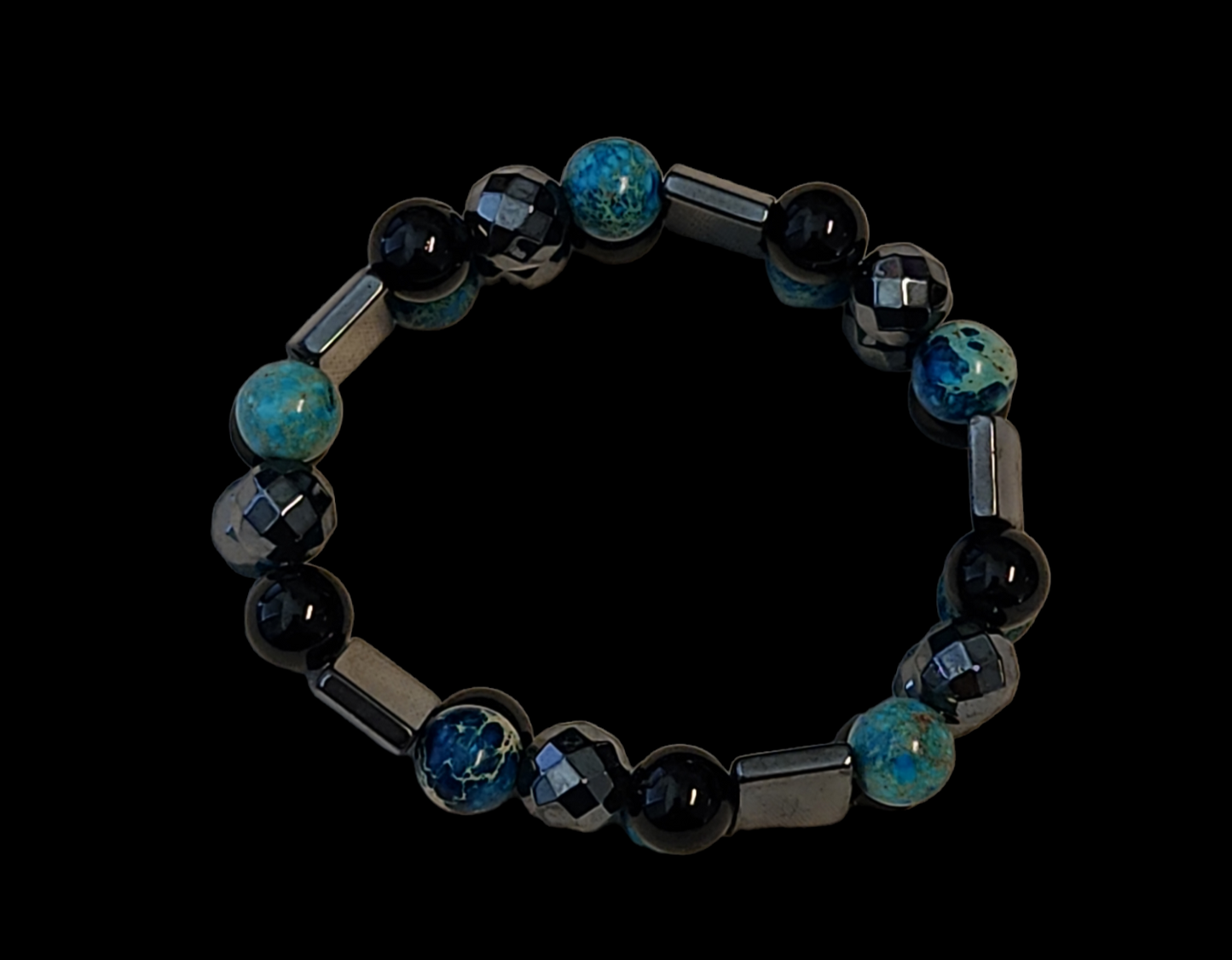 Double Duty Imperial Jasper, Onyx and Hematite