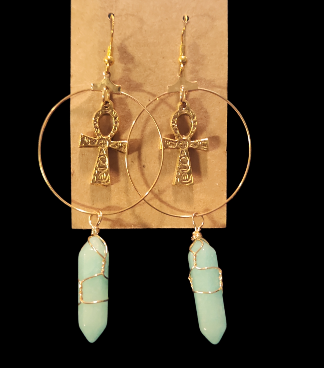 Amazonite Ankh hoops