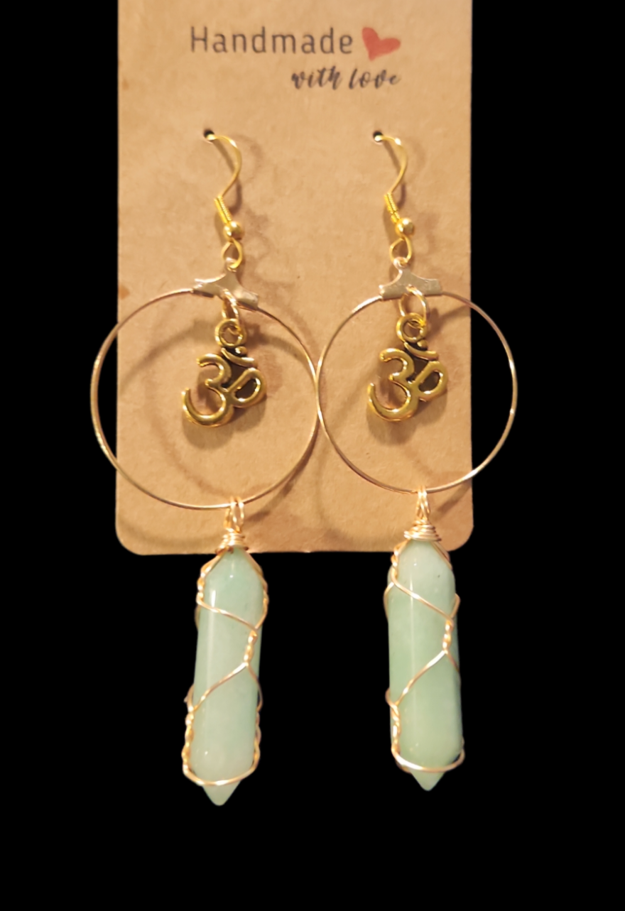Green Aventurine Om earrings
