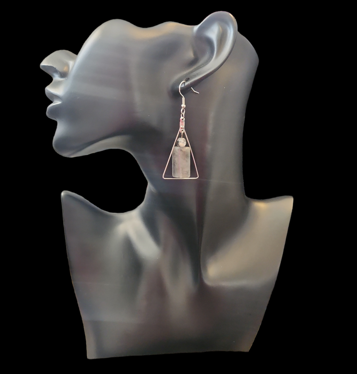 Grey quartz earring and bracelet set