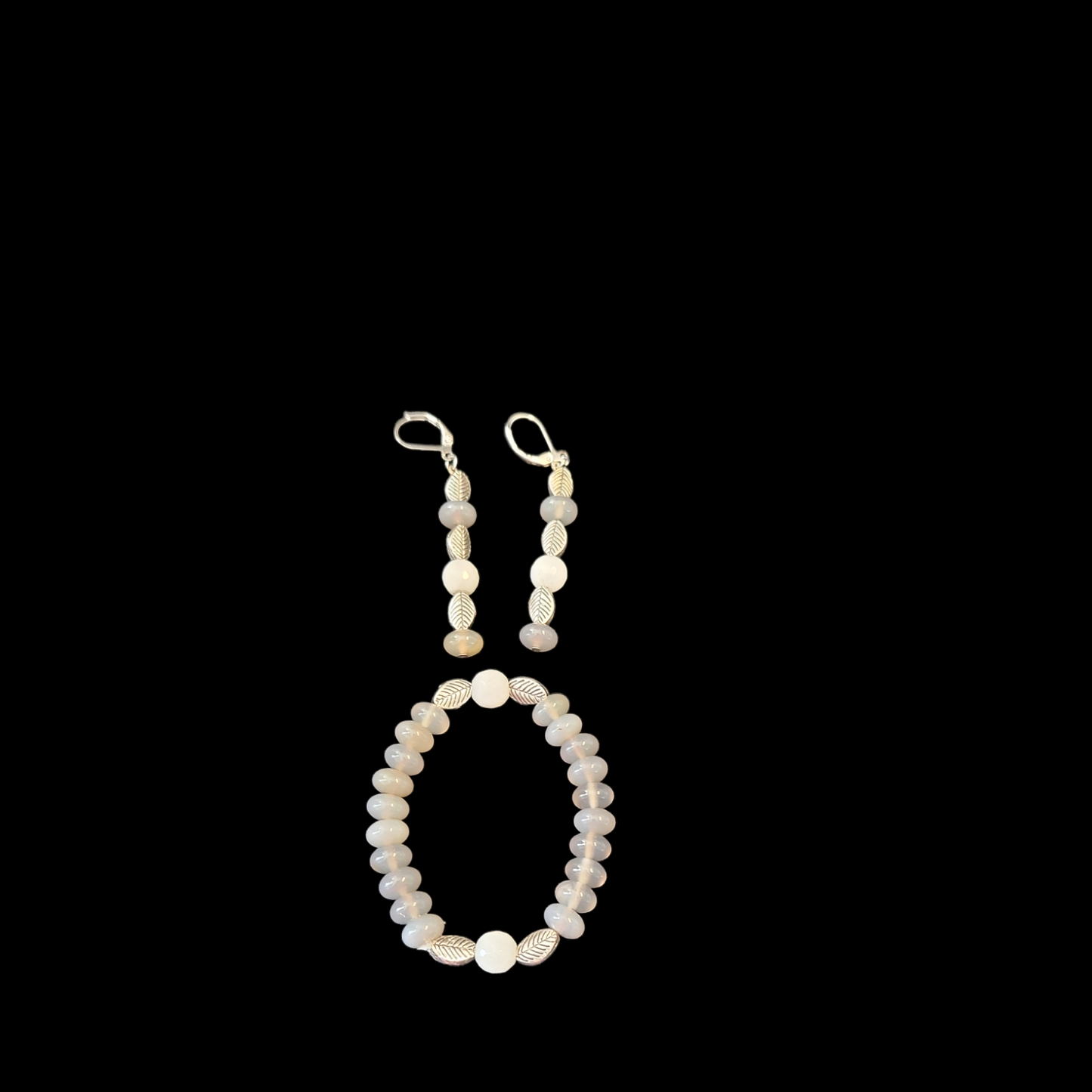 Gray agate earring and bracelet set