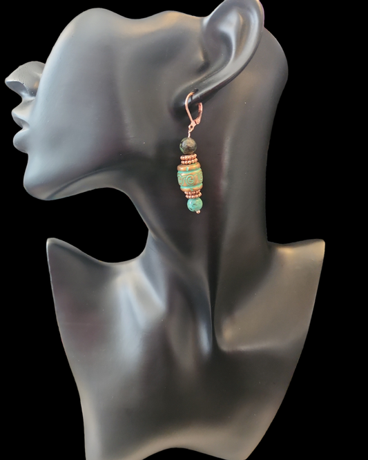 African Turquoise earring and bracelet set