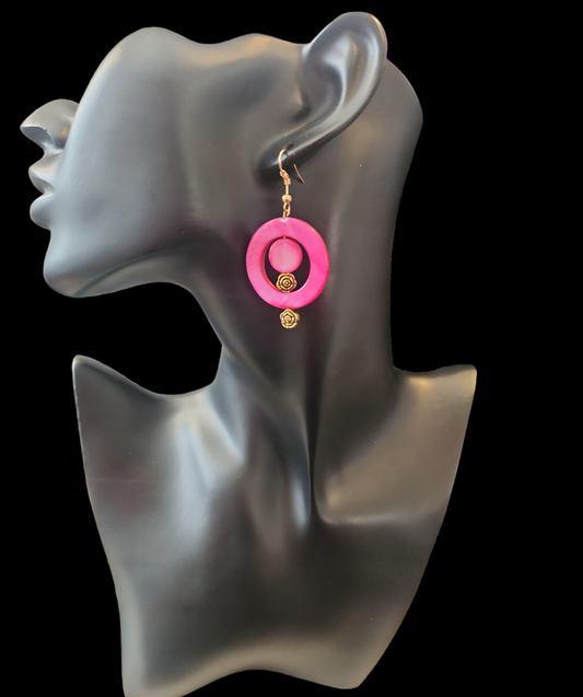 Pink Mother of pearl earring and bracelet