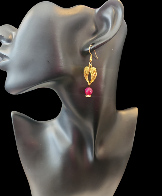Pink cat eye earrings