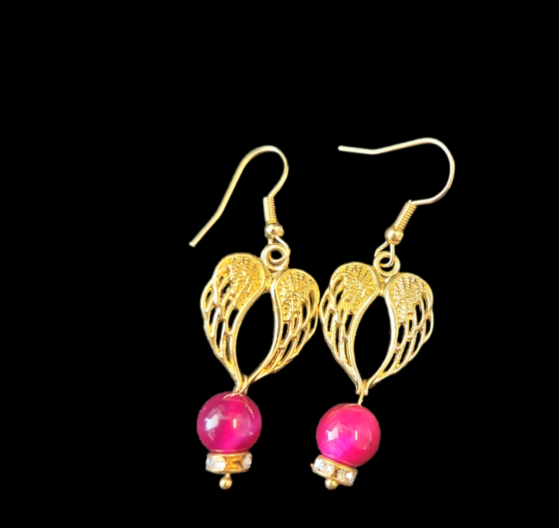 Pink cat eye earrings