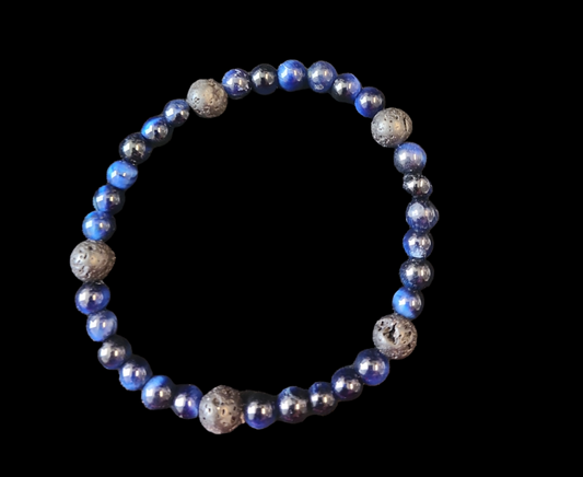 Blue cat eye and lava stone bracelet