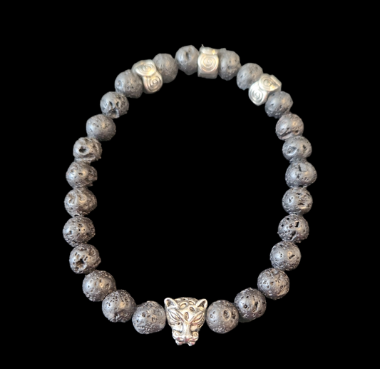 10" Lava stone Panther bracelet