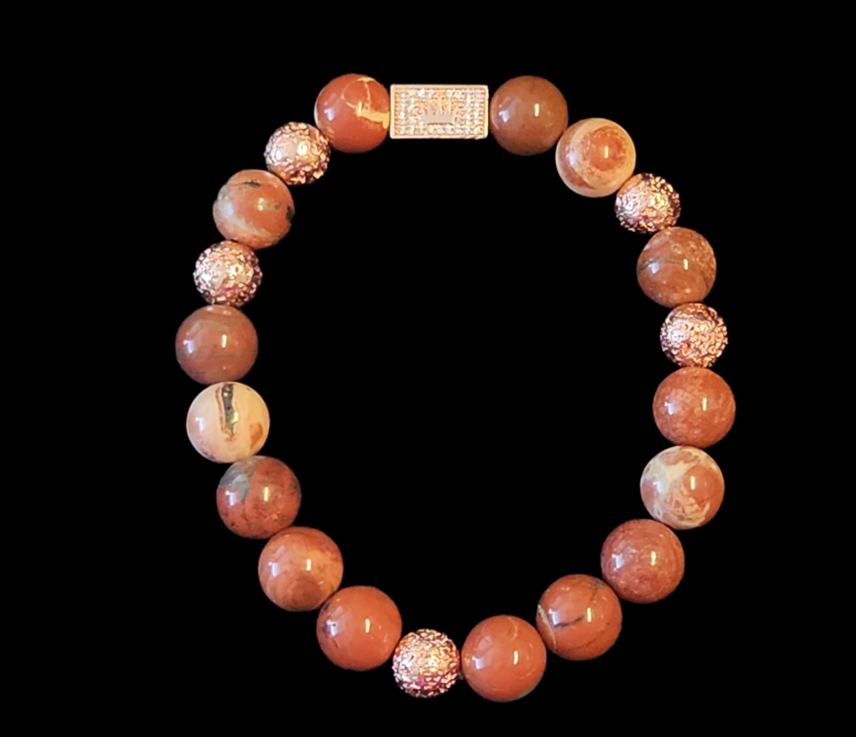 10" Red jasper rose gold bracelet