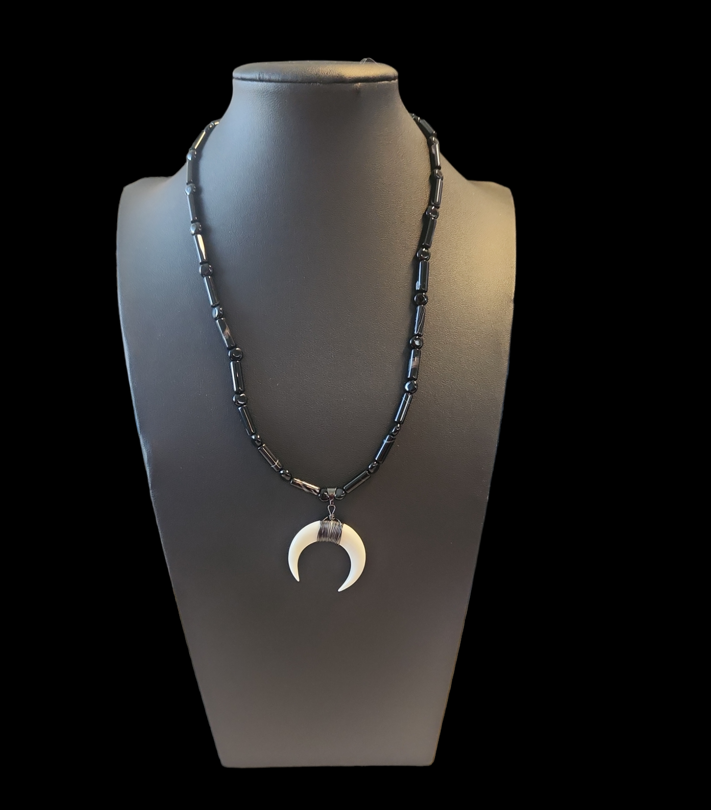 Black Agate Horn Necklace