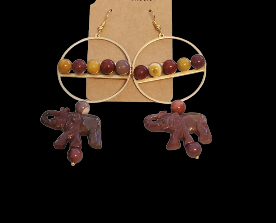 Mookaite and Bloodstone Elephant earrings