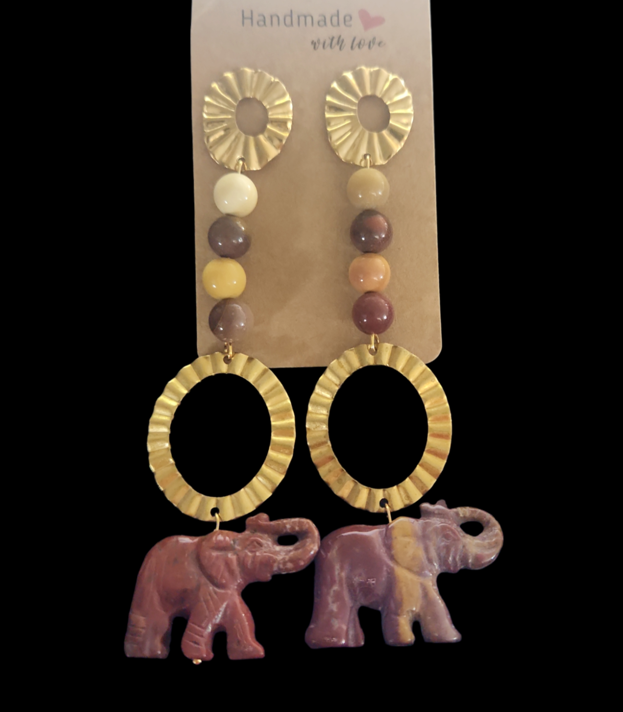 Bloodstone and Mookaite Elephant drops