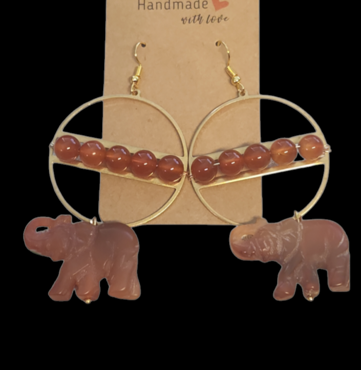 Carnelian Elephant Hoops