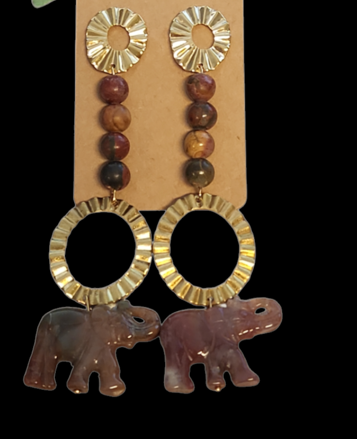 Bloodstone and Red Jasper Elephant drops