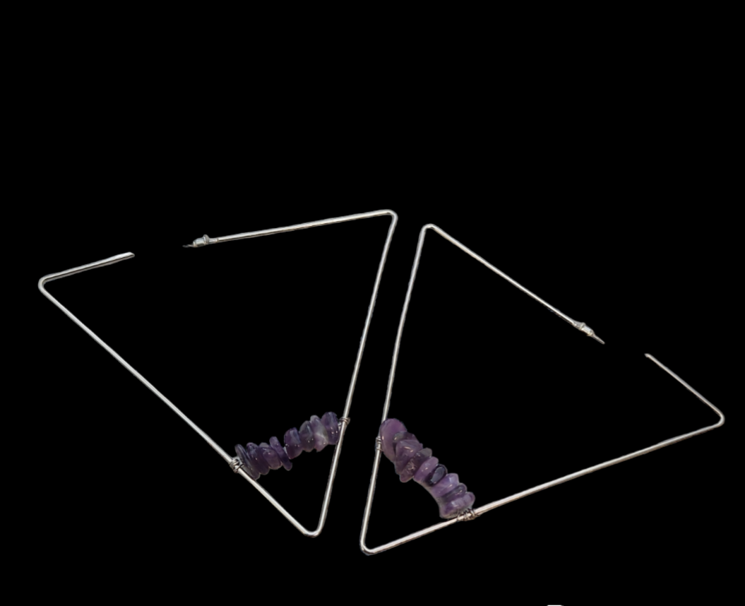 Amethyst Silver hoops