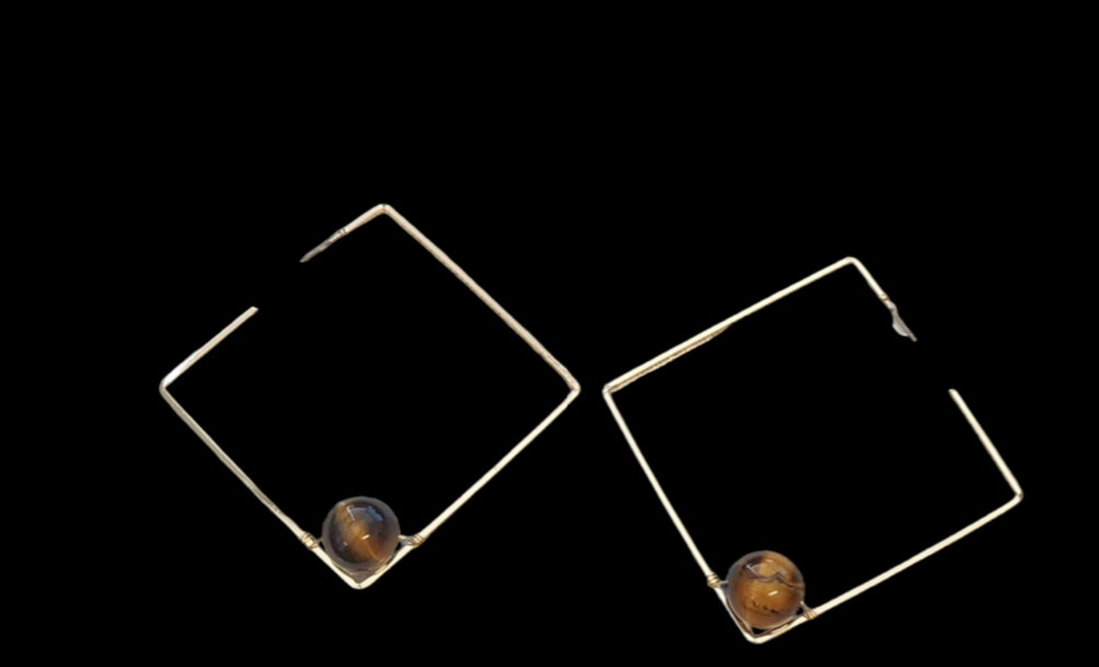 Tiger's Eye square hoops