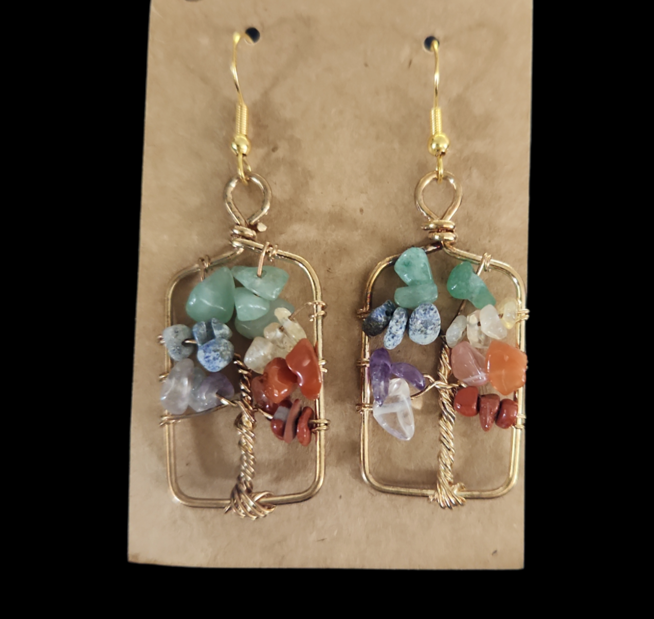 Multi Crystal tree of life earrings