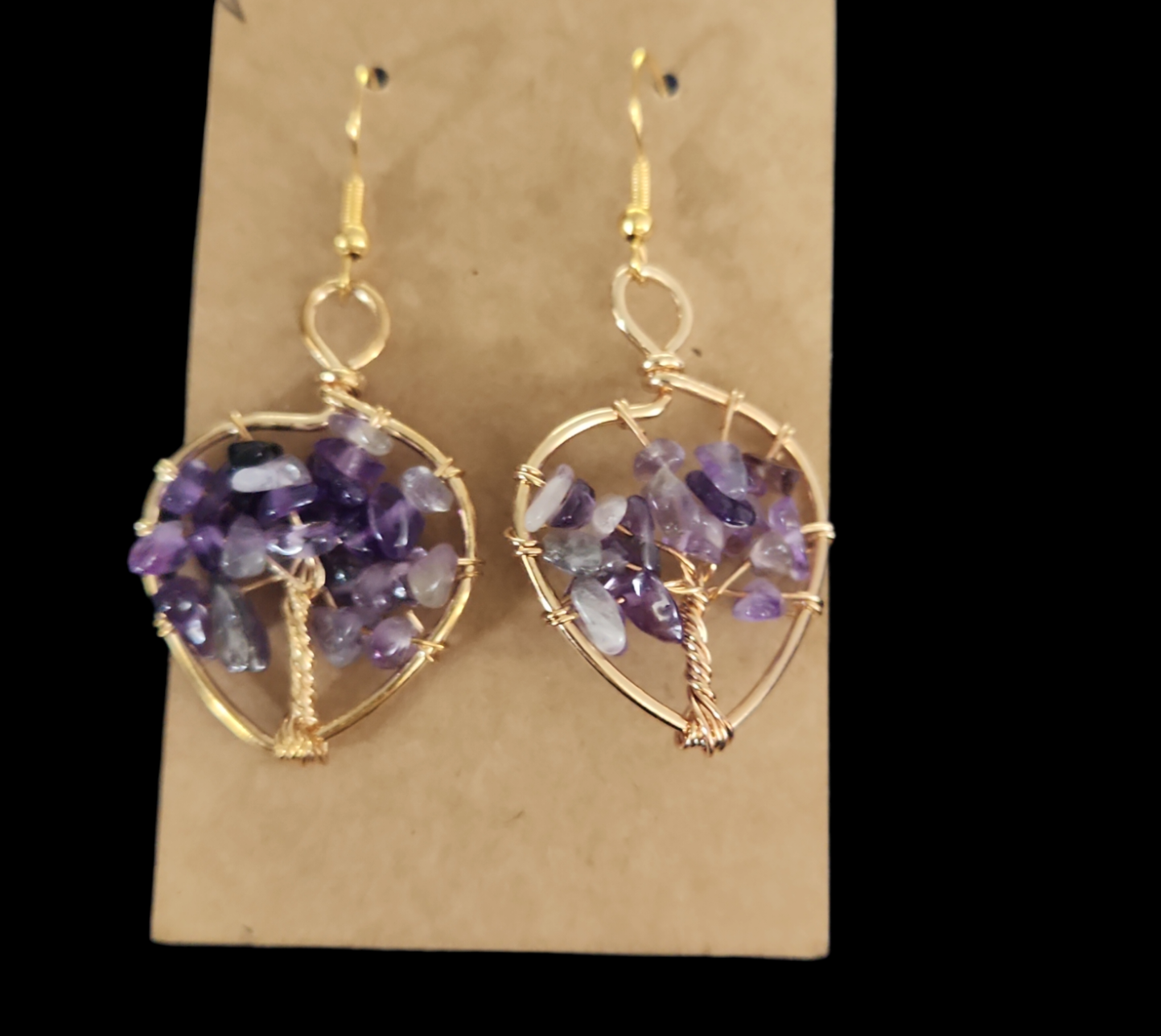 Amethyst tree of life earrings