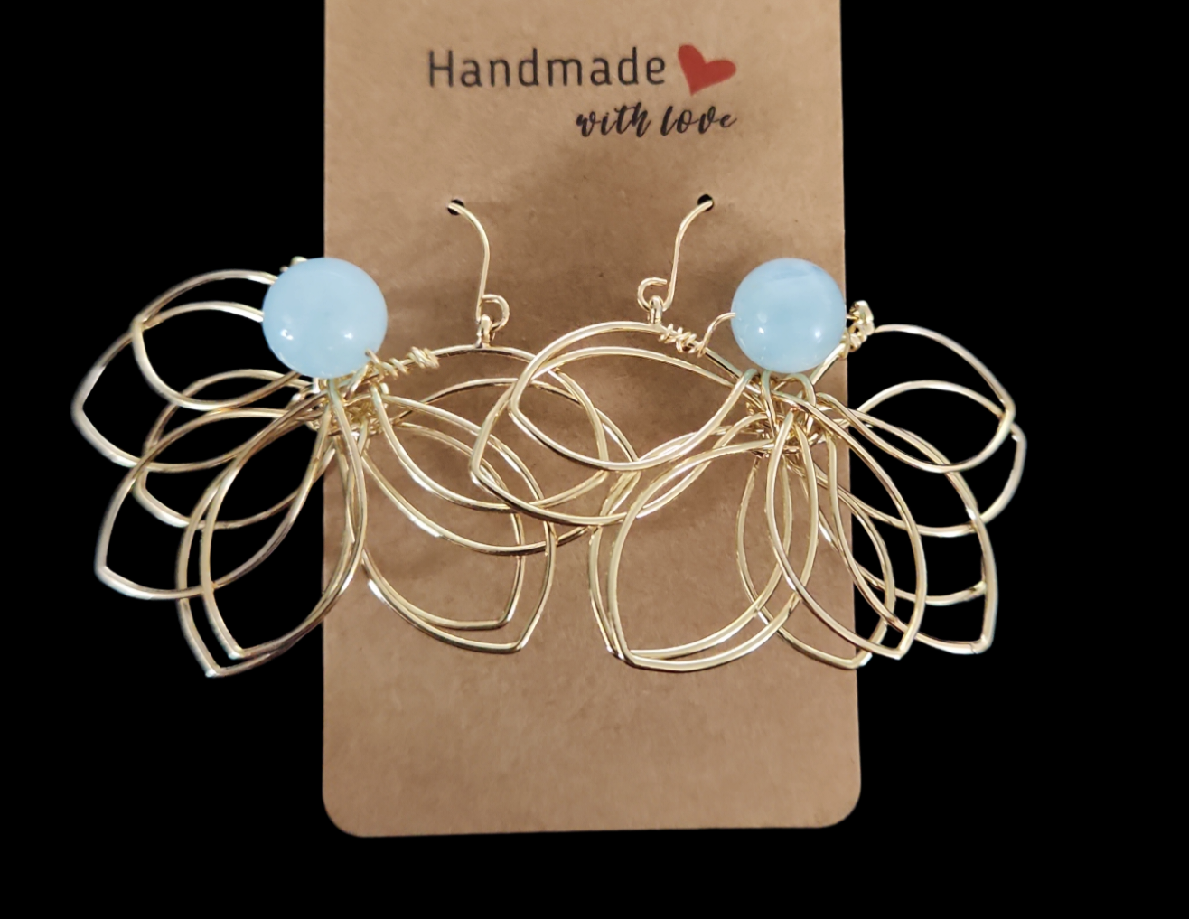 Aquamarine Lotus Flower earrings