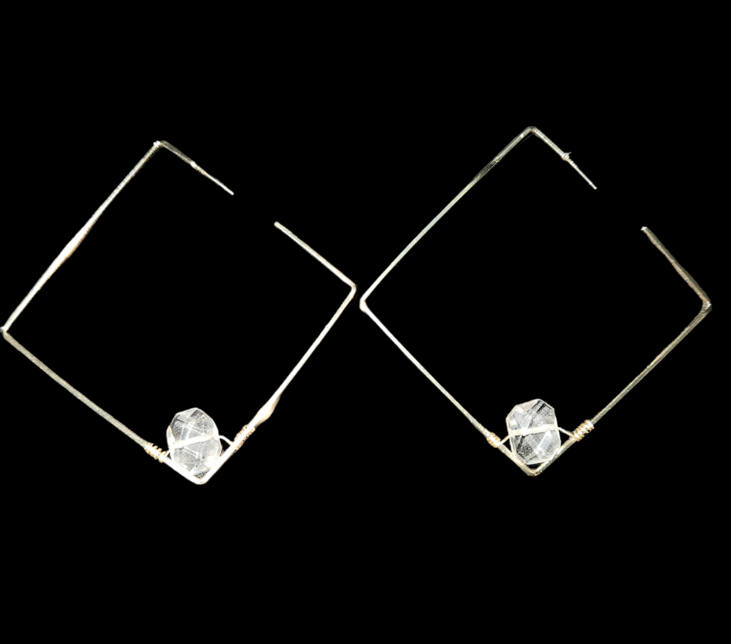 Clear Quartz Hoops