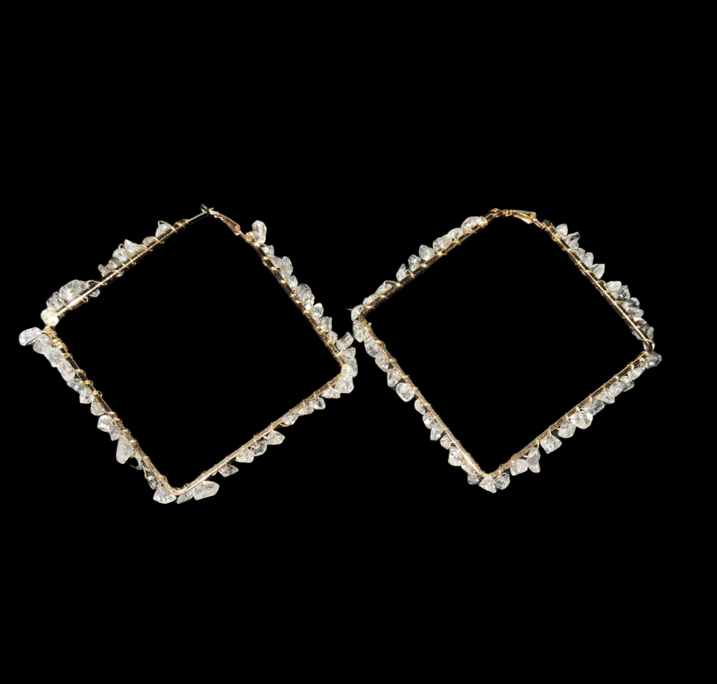 Clear Quartz Square hoops