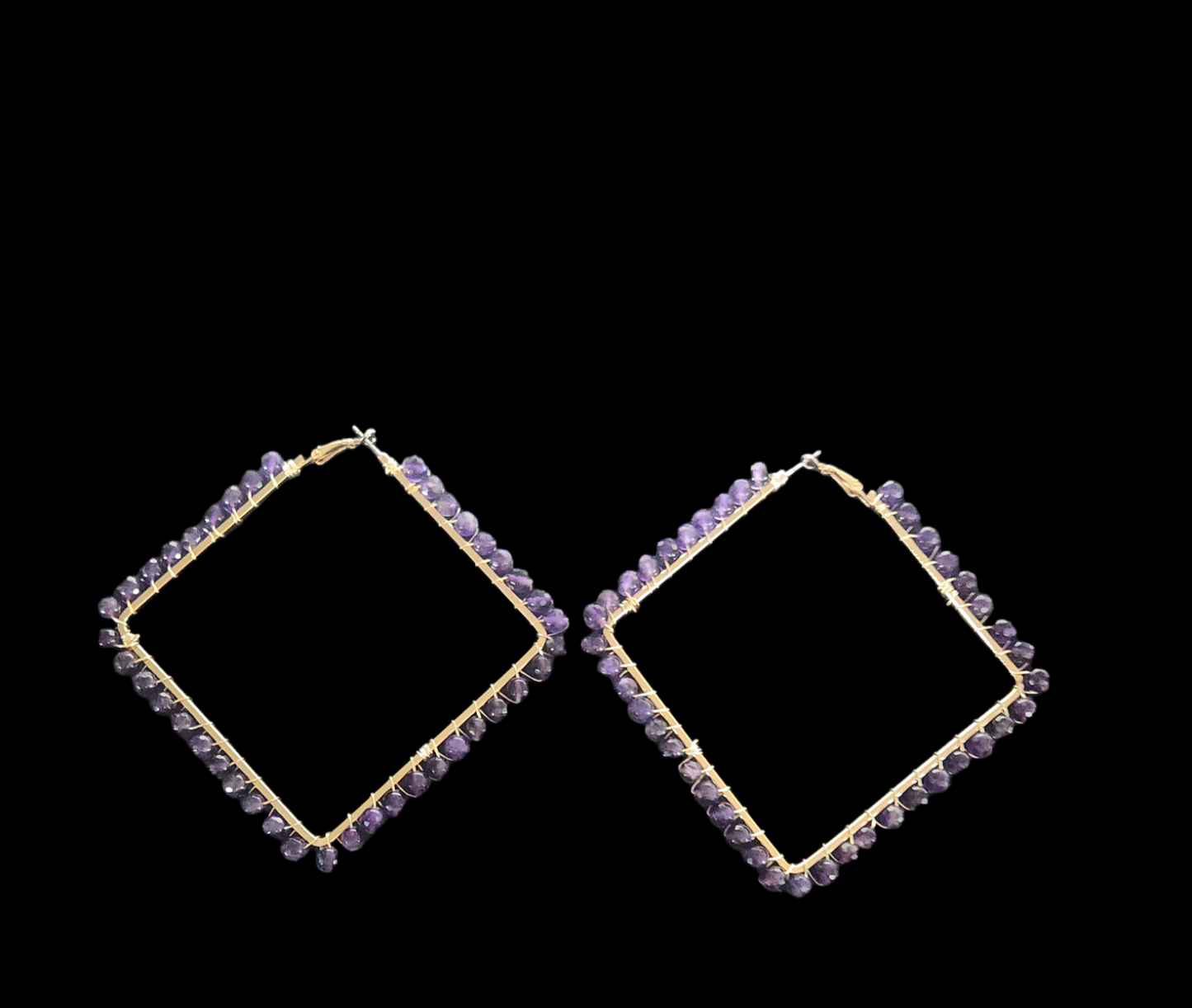 Amethyst square hoop earrings