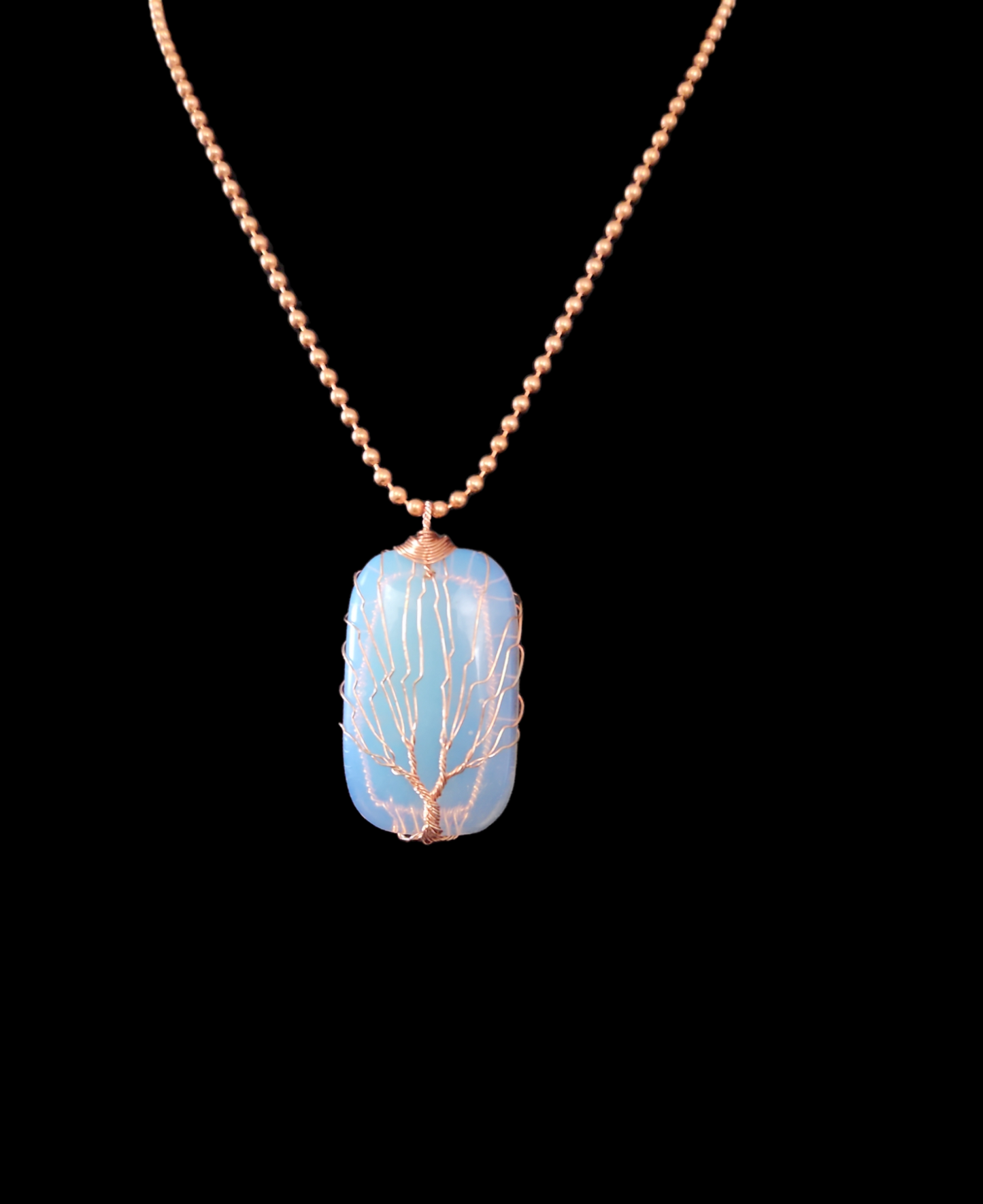 Wrapped Tree of life Opalite Copper necklace