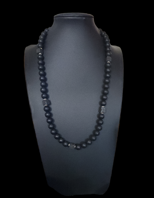 Matte Onyx and Lava Stone Necklace
