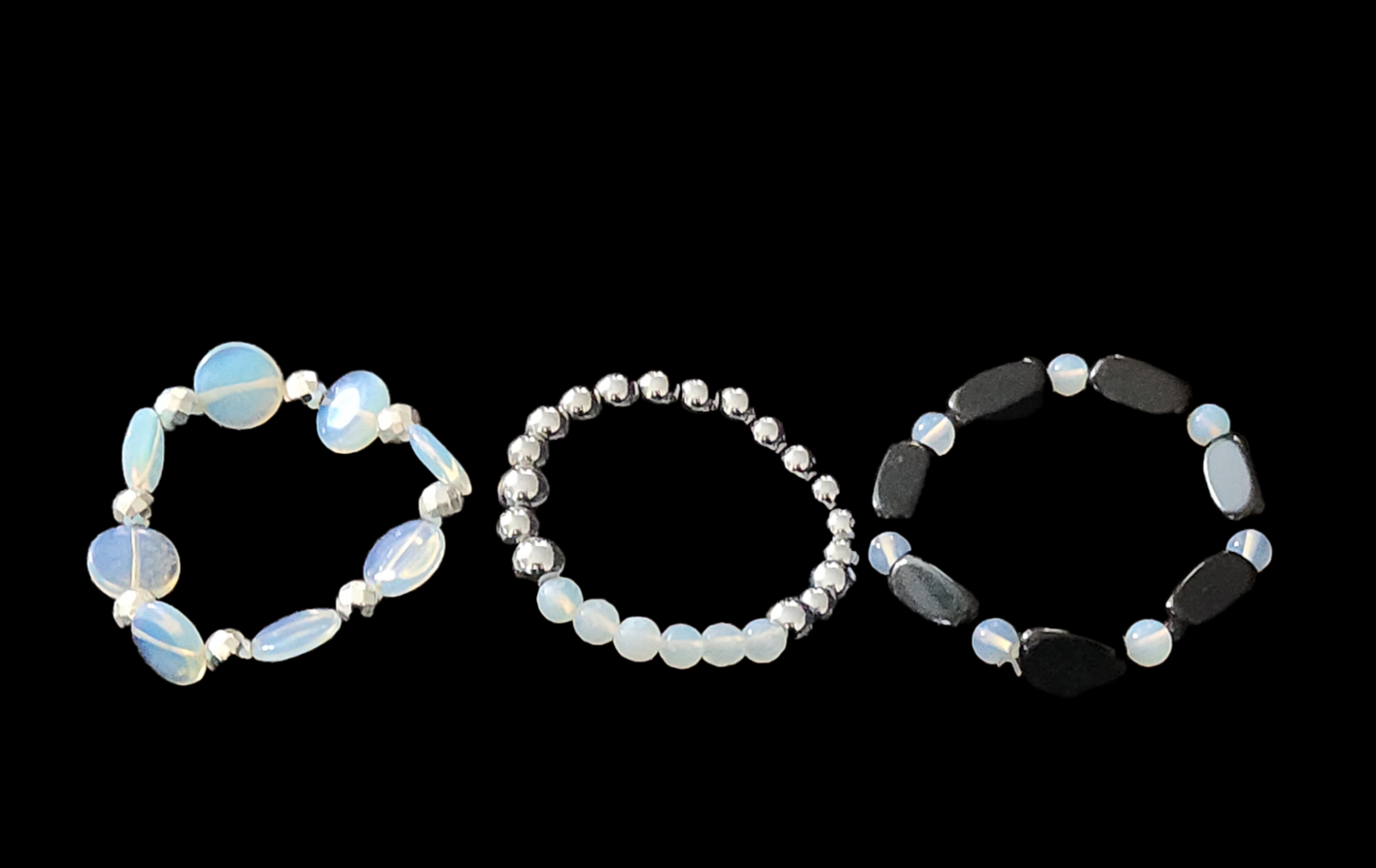 Opalite, Onyx & Hematite Bracelet stack