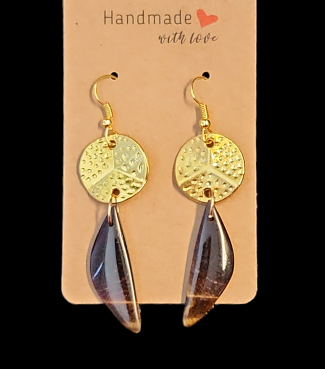 Tiger's eye slice earrings