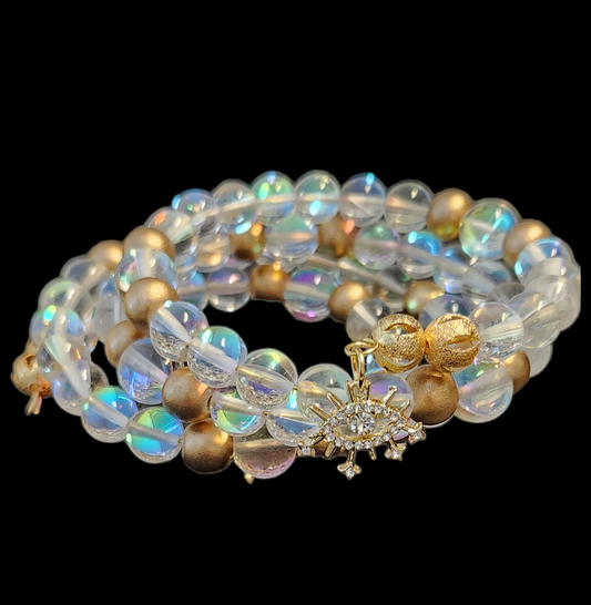 Clear quartz wrap bracelet