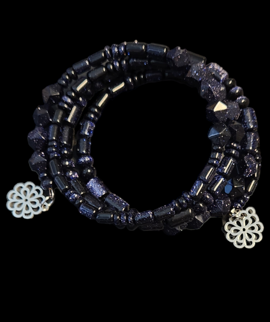 Blue Sandstone wrap bracelet