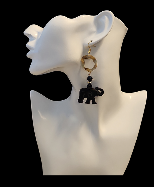 Onyx Elephant earrings