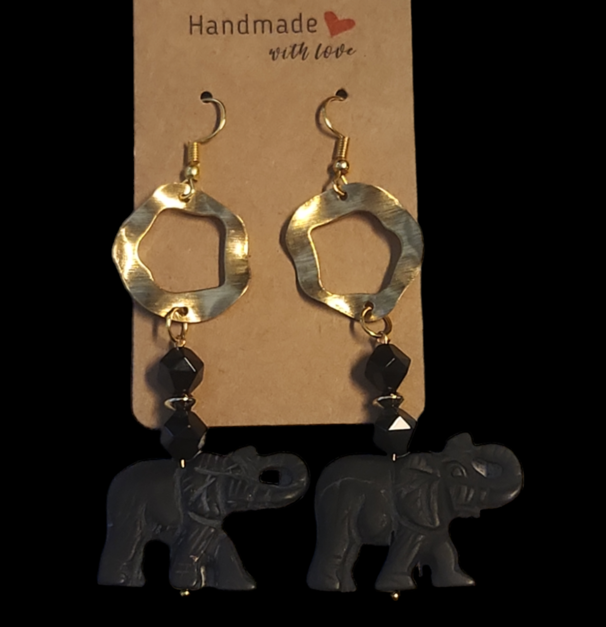 Onyx Elephant earrings