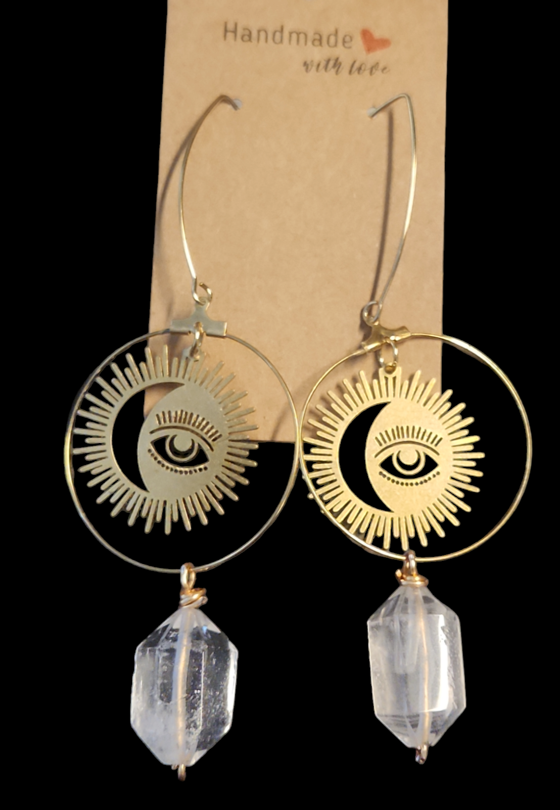 Clear Quartz Dangle Hoop earrings