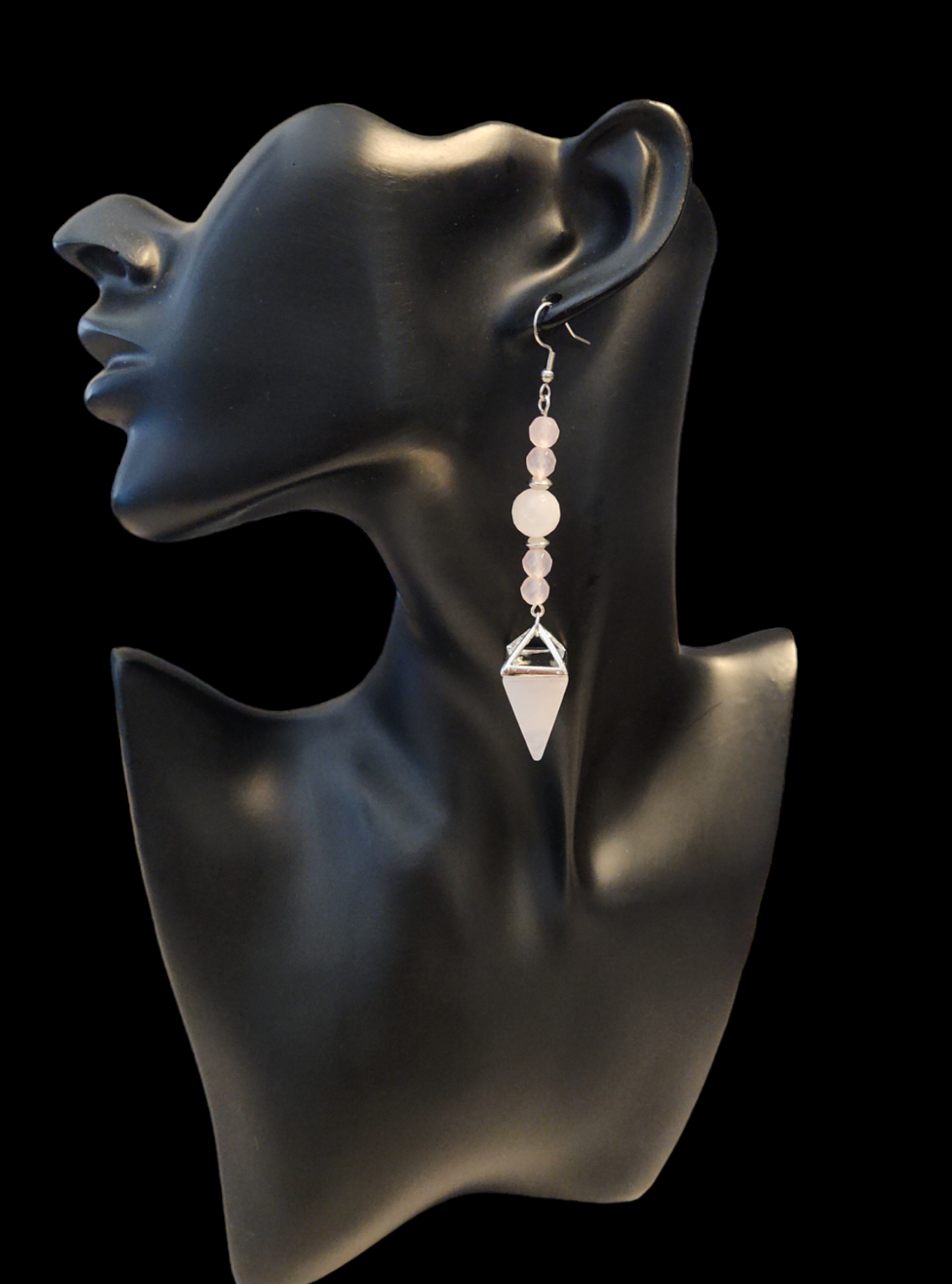 "ON POINTE" Silver tone drop earrings