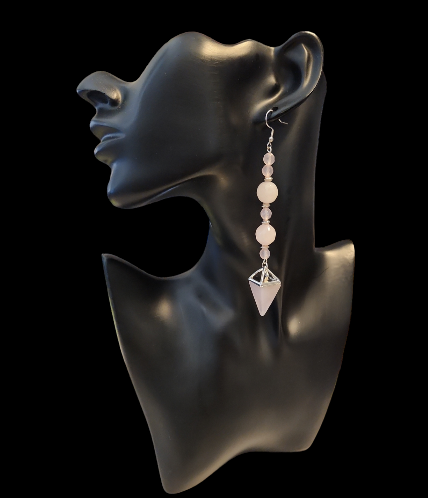 "ON POINTE" Silver tone drop earrings