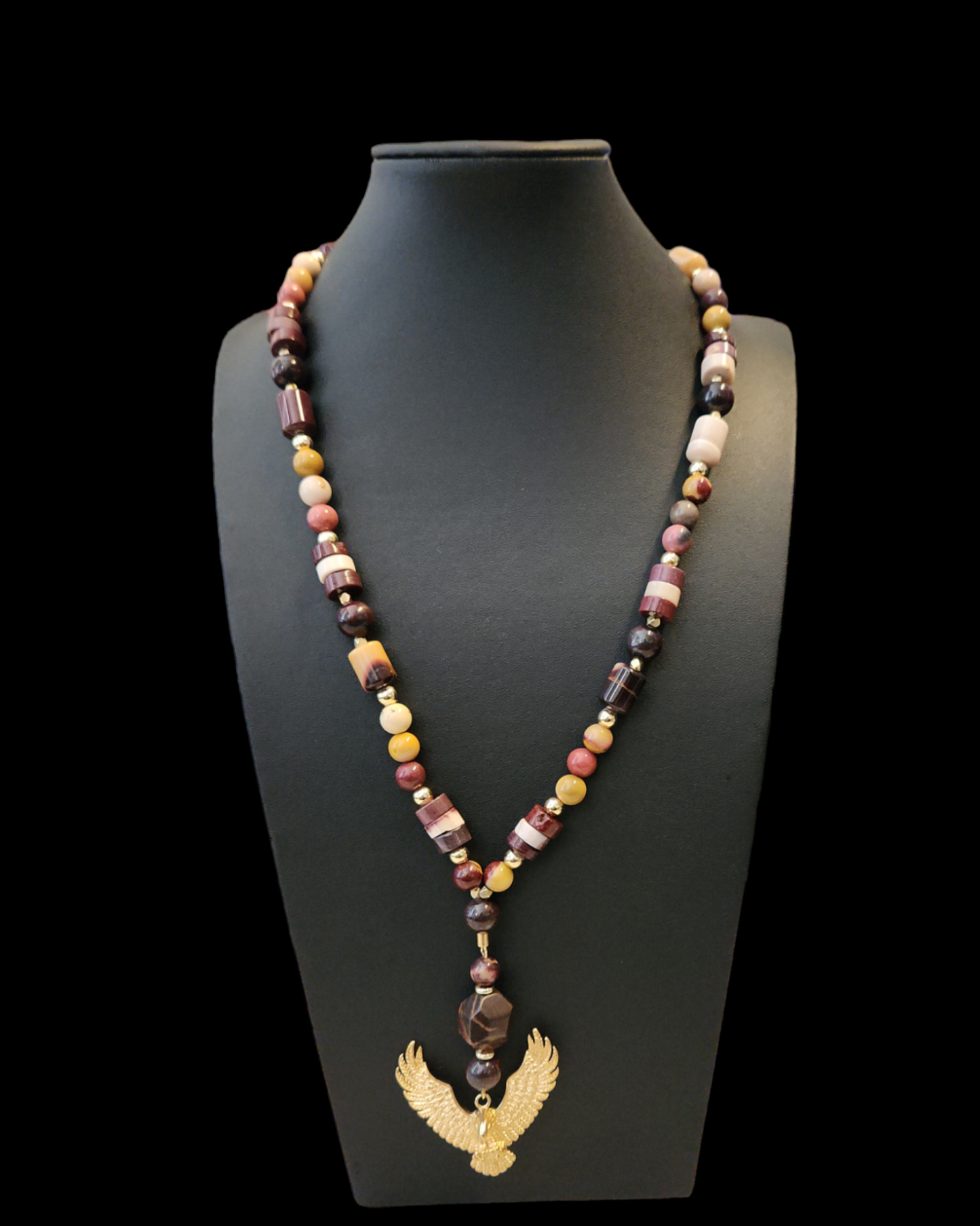 Mookaite Jasper and Brecciated Jasper Eagle Necklace