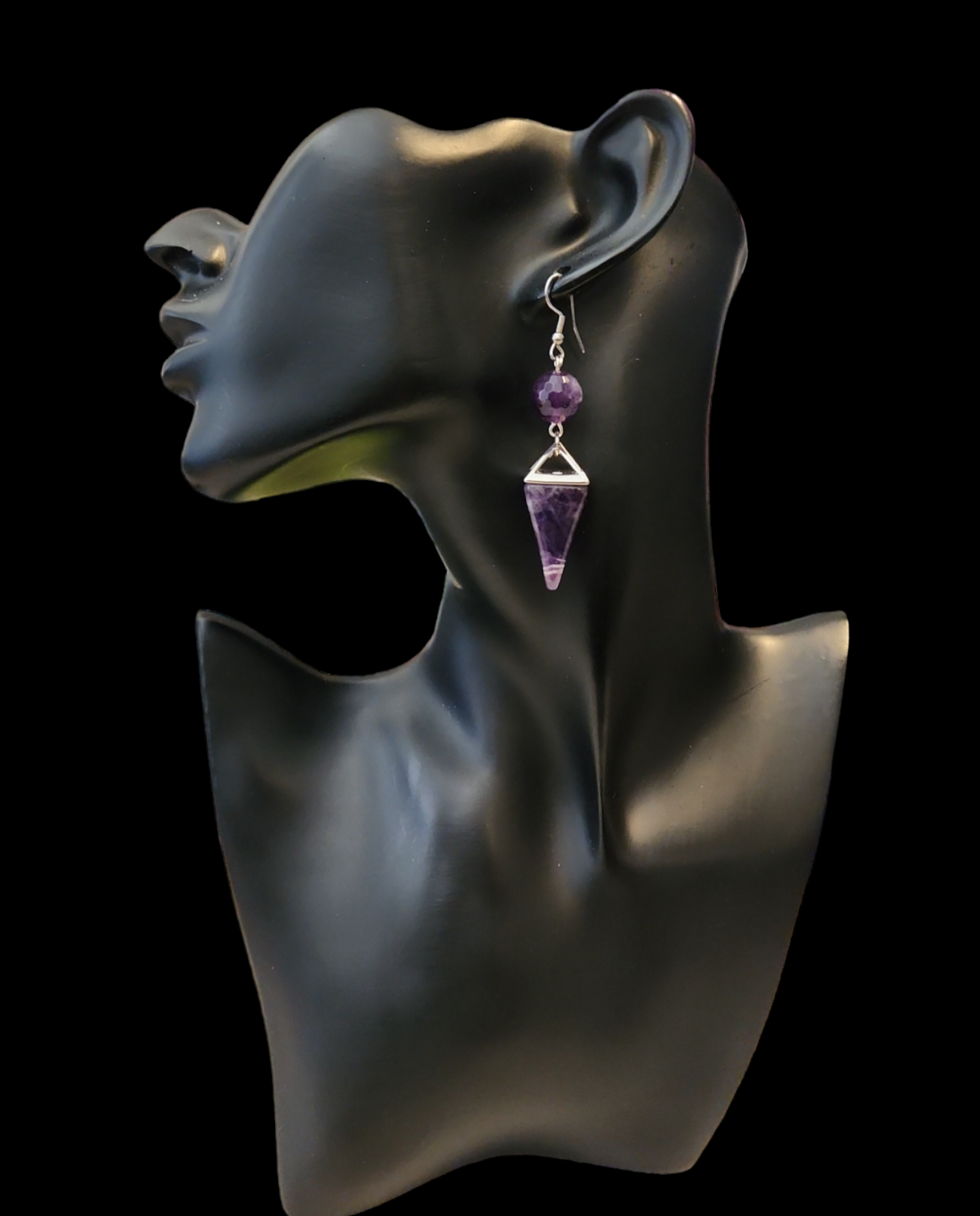 "ON POINTE" Silver tone drop earrings