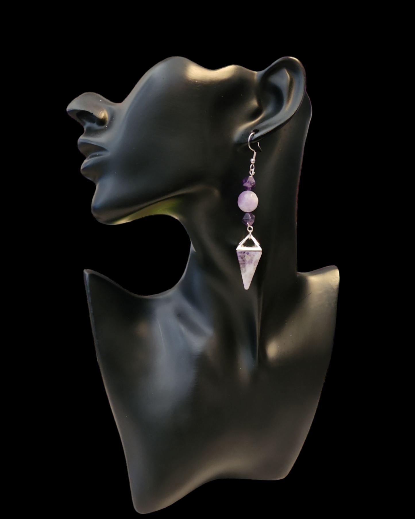 "ON POINTE" Silver tone drop earrings