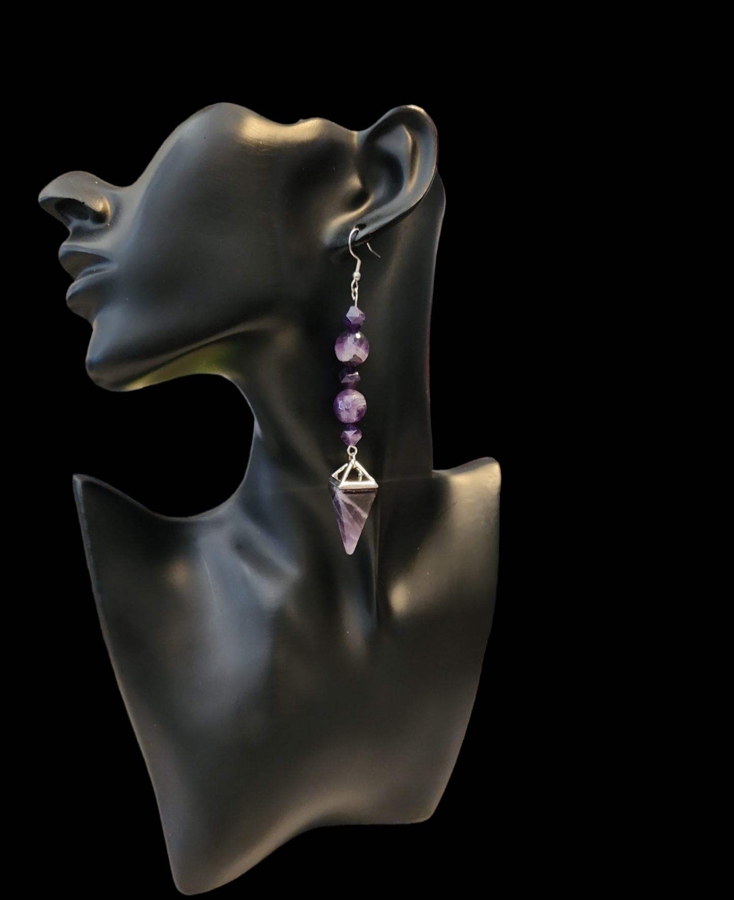 "ON POINTE" Silver tone drop earrings