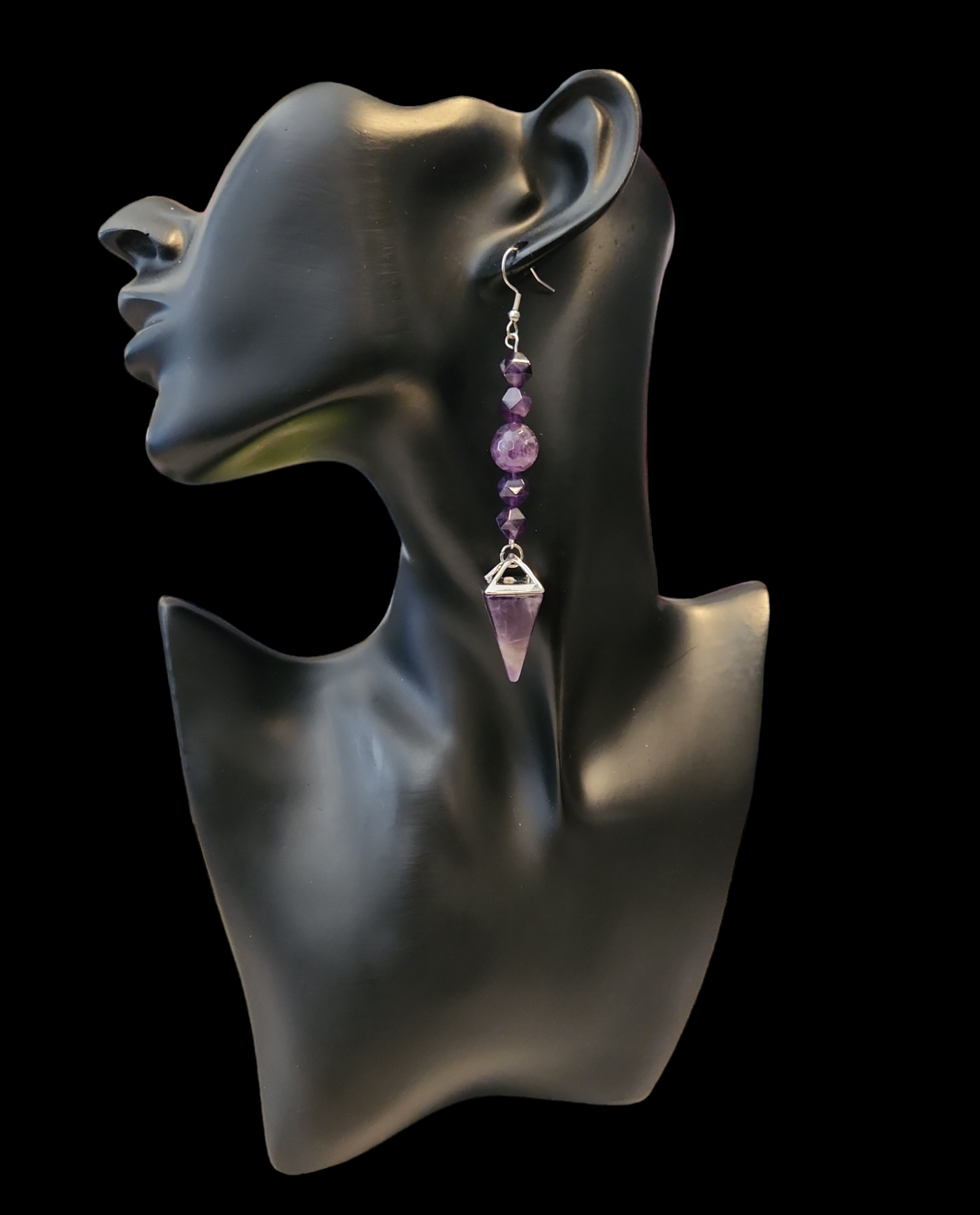 "ON POINTE" Silver tone drop earrings