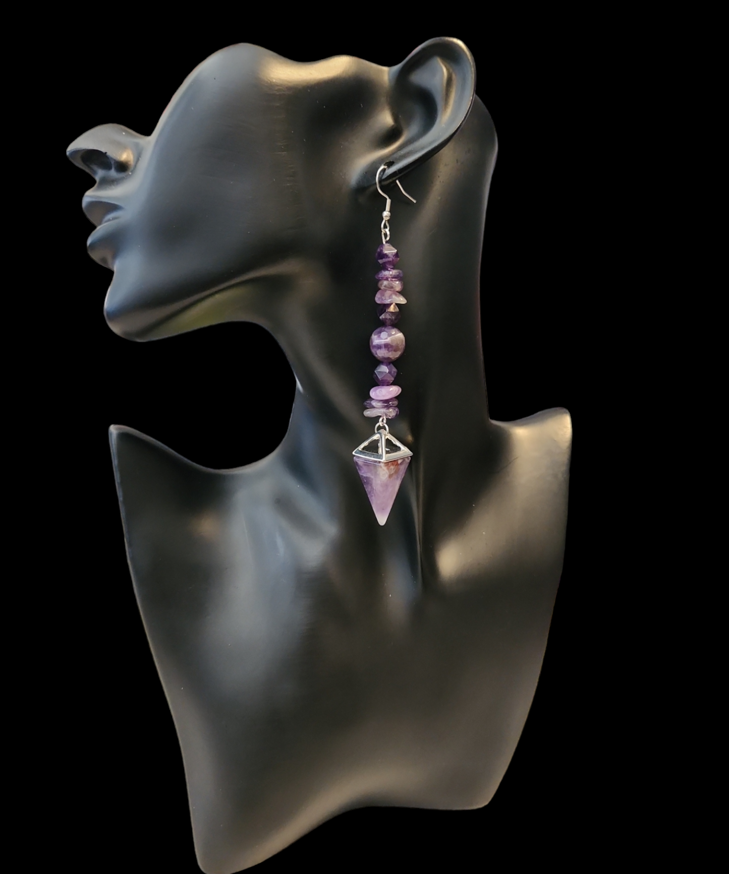"ON POINTE" Silver tone drop earrings