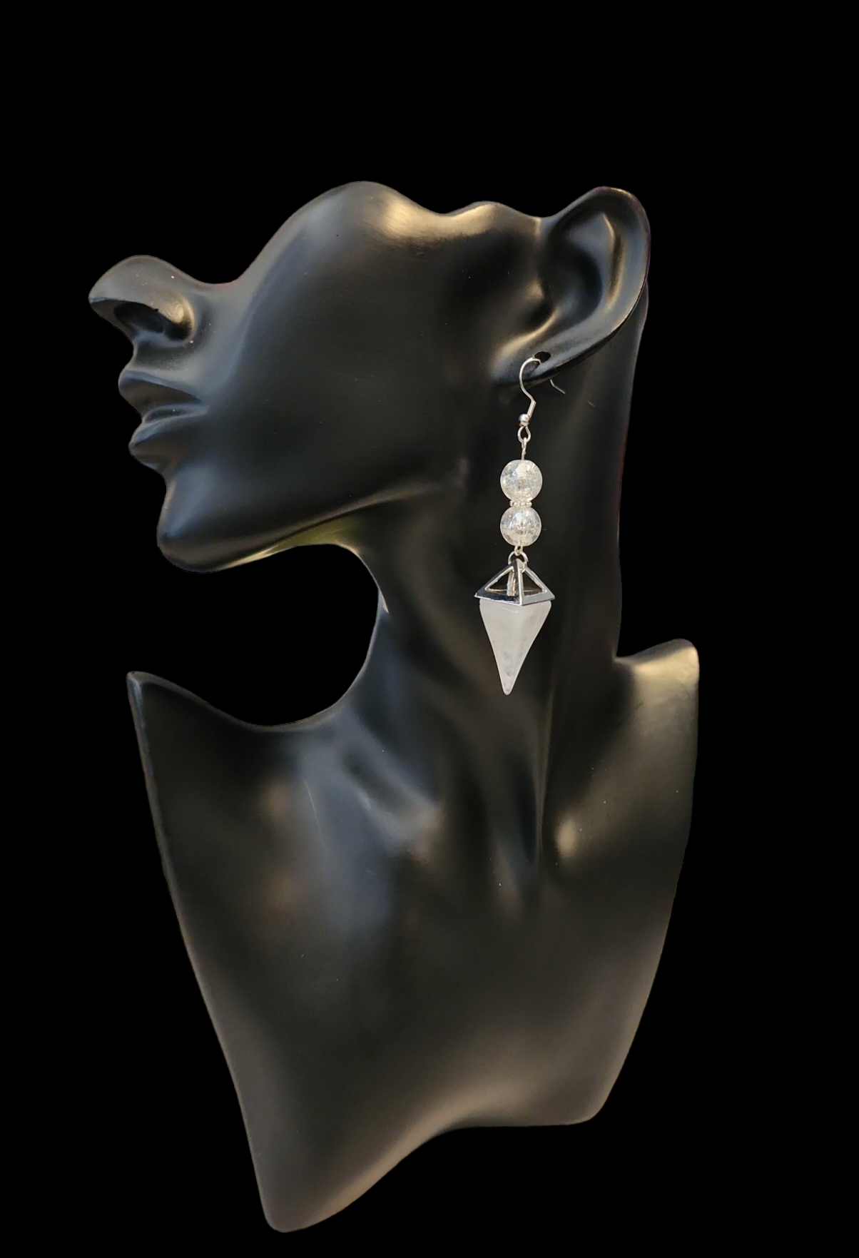 "ON POINTE" Silver tone drop earrings