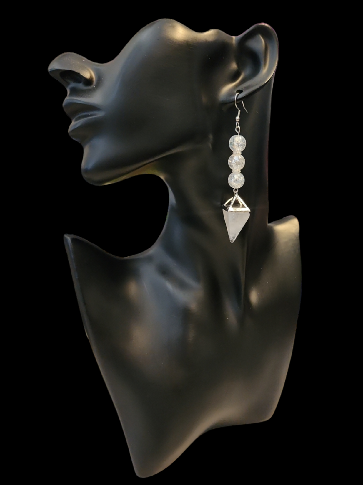 "ON POINTE" Silver tone drop earrings